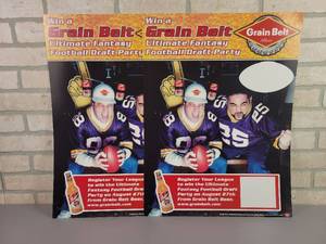 lot 461 image: (2) NOS Grain Belt Beer Cardboard Advertisement