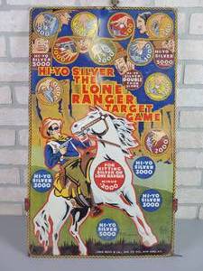 lot 462 image: 1938 LOUIS MARX & CO Hi-Yo Silver The Lone Ranger Target Tin Litho Game Board