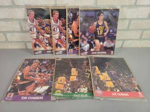 lot 464 image: (7) Vintage NBA Hoops Action Photos - 8x10s