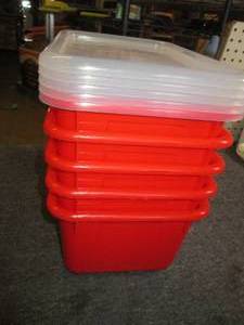 5 small cubby bins with covers 1 co...