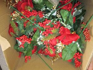 box of faux flowers ...