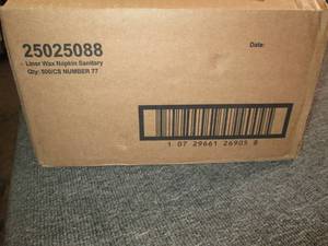 case of 500 liner wax napkin sanita...
