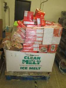 pallet of gingerbread house kits an...