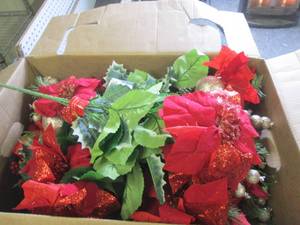 box of faux flowers ...