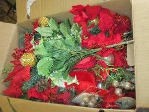 box of faux flowers ...