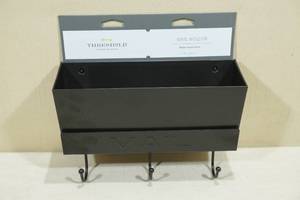 lot 16 image: Threshold Mail Holder with Key Hooks -Matte Black