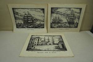 lot 134 image: 1800s Sailing Scene Sketches