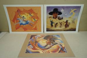 lot 136 image: Native American Art Prints - Red Owl, Freeman, Iron Cloud
