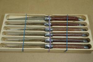lot 206 image: Laguiole Steak Knife Set with Olive Wood Handles