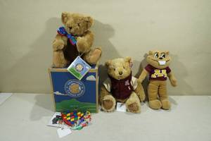 lot 218 image: Vermont Teddy Bear plus Goldy Gopher and Hometown Bear