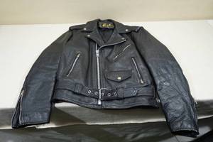 lot 222 image: MKL Black Leather Riding Jacket - Size 38
