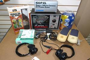 lot 258 image: Assorted Electronics -Engine Analyzer, Speakers, Timing Light, Camera, Webcam