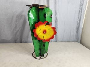 Handmade Recycled Metal Flowering Cactus