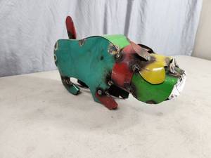 New Handmade Recycled Metal Garden Art Bulldog  Guard Dog