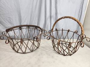 2 New Handmade Recycled Metal Baskets
