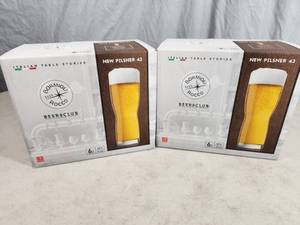 2 New Sets of Bormioli Rocco Italian Table Stories Pilsner Glasses