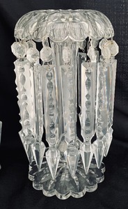 lot 17A image: Pair of Gorgeous Vintage Crystal Candle Holders with Prisms