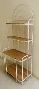 lot 37 image: Beautiful Metal Bakers Rack with Wooden Shelves