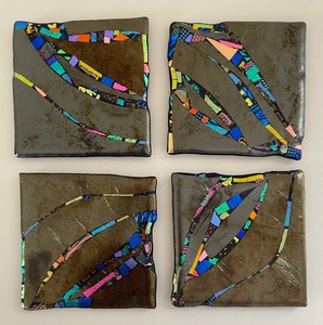 lot 41 image: 4 Fused Art Glass Coasters