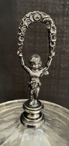 lot 33 image: Vintage Compote with Sterling Silver Cherub Finial and Base