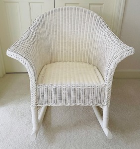 lot 39 image: Vintage White Wicker Rocking Chair
