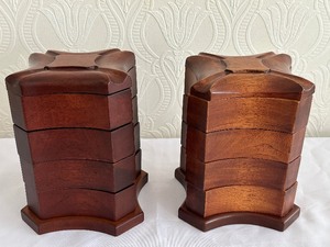 lot 30 image: Pair of Bombay Swivel Twist Stacked Four Drawer Jewelry Boxes