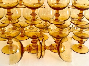 lot 117 image: Vintage Retro Amber Stemware