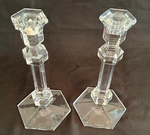 lot 102 image: Pair of Val St Lambert Crystal Candleholders