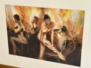 lot 108 image: Framed Watercolor by Doug Lew entitled Backstage