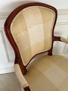 lot 90 image: Pair of Formal Upholstered Armchairs with Wooden Frames