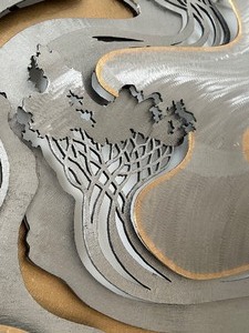 lot 1 image: John Richen Steel and Bronze Art Piece Entitled Winter River