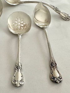 lot 24A image: Towle Sterling Old Master Pierced Spoons, Sauce Spoon and Desert Spoon