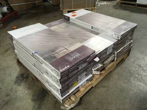 17 Boxes of Hand Scraped Strand Woven Light Taupe 38 in. T x 5-18 in. W x 36 in. L Engineered Click Bamboo Flooring by Home Decorators Collection Customer Returns See Pictures