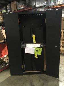 3-Piece Regular Duty Welded Steel Garage Storage System in Black (54 in. W x 75 in. H x 19 in. D) by Husky Customer Returns See Pictures