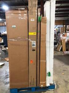 lot 10 image: Pallet of Mixed shelving and Wood decors and more Customer Returns or for parts o repairs See Pictures