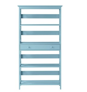 lot 54 image: Convenience Concepts Oxford 59.75 in. Sea Foam Blue Shelf Standard Bookcase with Drawer