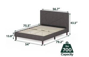 lot 59 image: ZINUS Judy Upholstered Full Size Platform Bed Frame