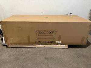 lot 5 image: Stone & Beam Bradbury Chesterfield 93 in. Tufted Navy Loveseat Sofa Couch