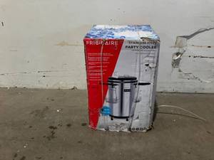 lot 13 image: Frigidaire 50 Liter Portable Stainless Steel Party Cooler