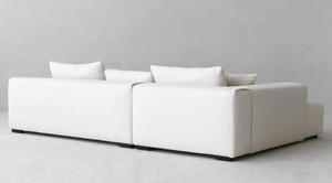 lot 1 image: Acanva White Upholstered Modern L-Shaped Sectional Sofa with Left Hand Facing Chaise