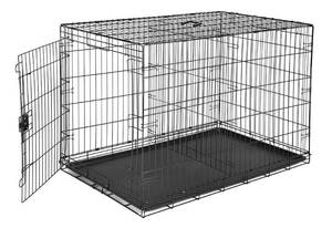 lot 22 image: 48 in. Foldable Black Metal Wire Dog Crate with Single Door