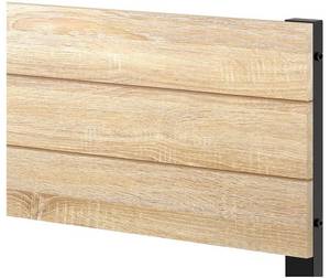 lot 31 image: IDEALHOUSE Queen Wood Platform Bed Frame with Rustic Headboard and Black Finish