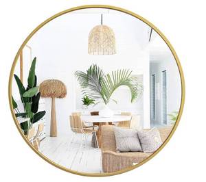 lot 47 image: 42 in. Round Gold Bathroom Mirror