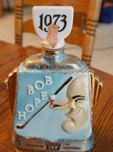 Bob Hope Jim Beam Bourbon Whiskey Decanter 100th AnniversaryFeaturing the comedians profile as a golf tee and ball sit on his nose