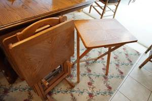 Solid Oak TV Serving Tray SetRack