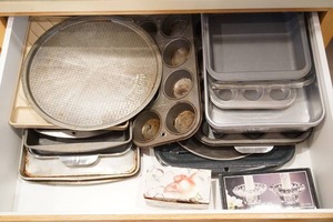 Entire cupboard of baking pans