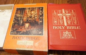 Holy Bible in original box copyright 1952. Pope Pius X by the Catholic press, Inc.