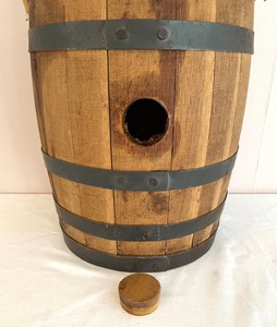 lot 27 image: Vintage Wooden Barrel with Animal Hide Top