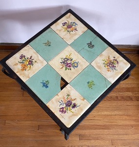 lot 53 image: Vintage Metal Based Tile Top Table