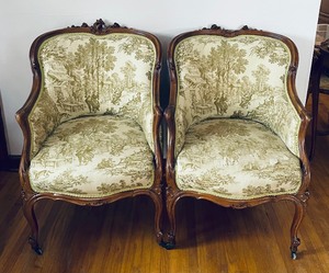lot 15 image: Pair of Vintage Upholstered Arm Chairs